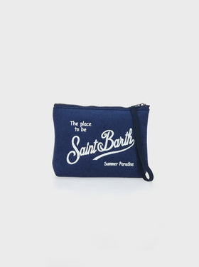 Aline navy  blue embossed terry pochette | SAPORE DI MARE SPECIAL EDITION
