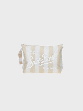 Aline Soft L Pochette aus Baumwollleinen mit Streifenprint