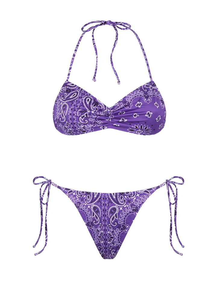 Woman bandeau bikini with bandanna print - MC2 Saint Barth