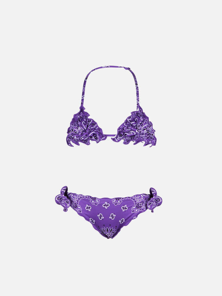 Girl triangle bikini with bandanna print - MC2 Saint Barth