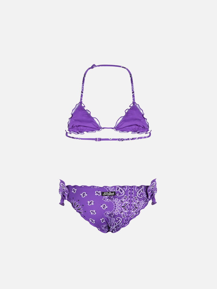 Girl triangle bikini with bandanna print - MC2 Saint Barth