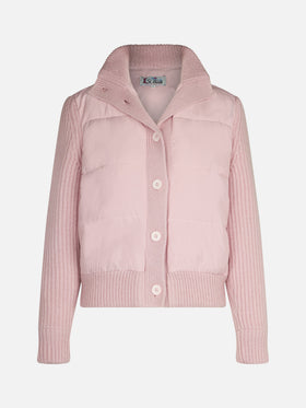 Woman padded jacket with knitted sleeves - MC2 Saint Barth