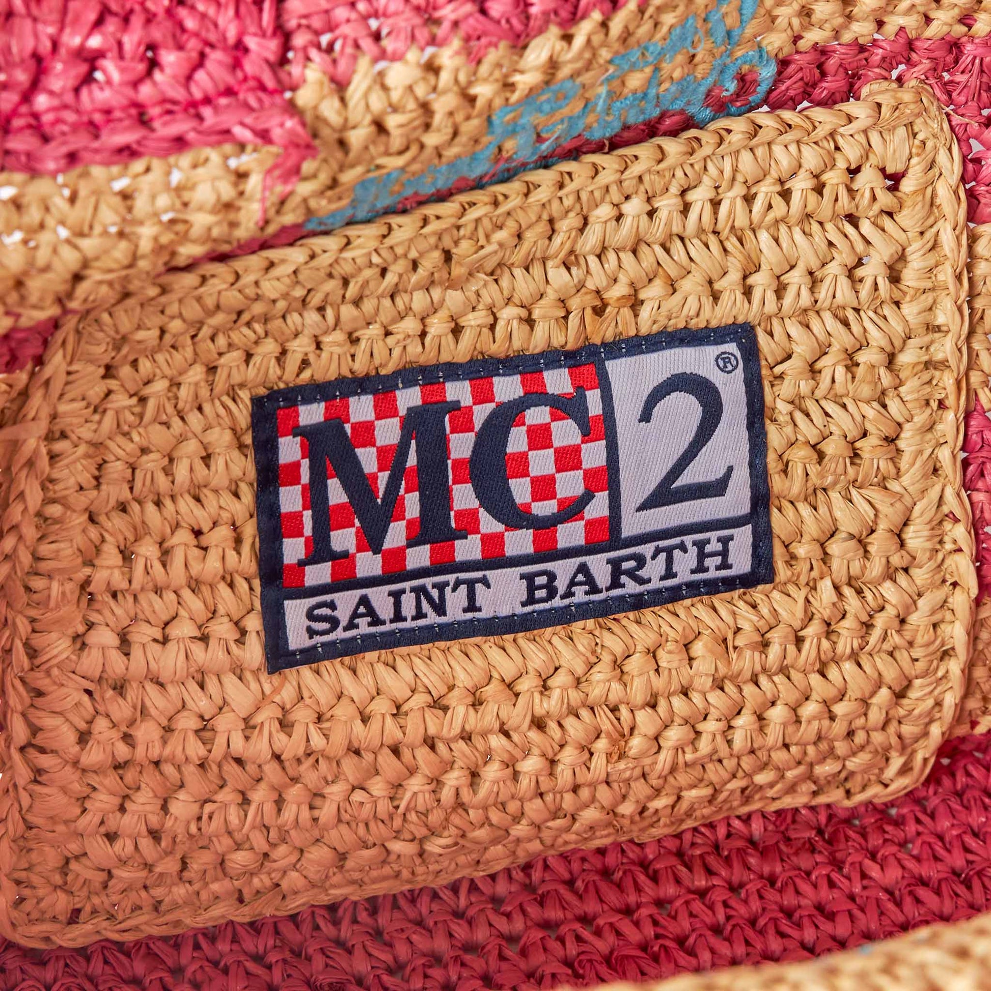Colette raffia handbag with white and pink stripes - MC2 Saint Barth