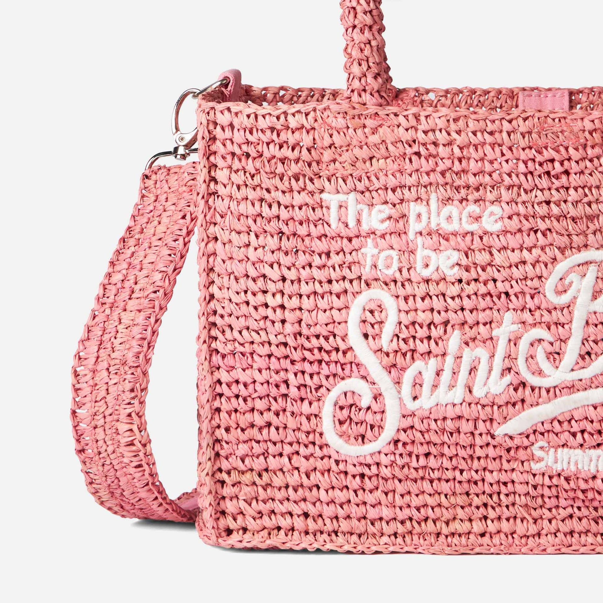 Colette pink raffia handbag with Saint Barth embroidery - MC2 Saint Barth