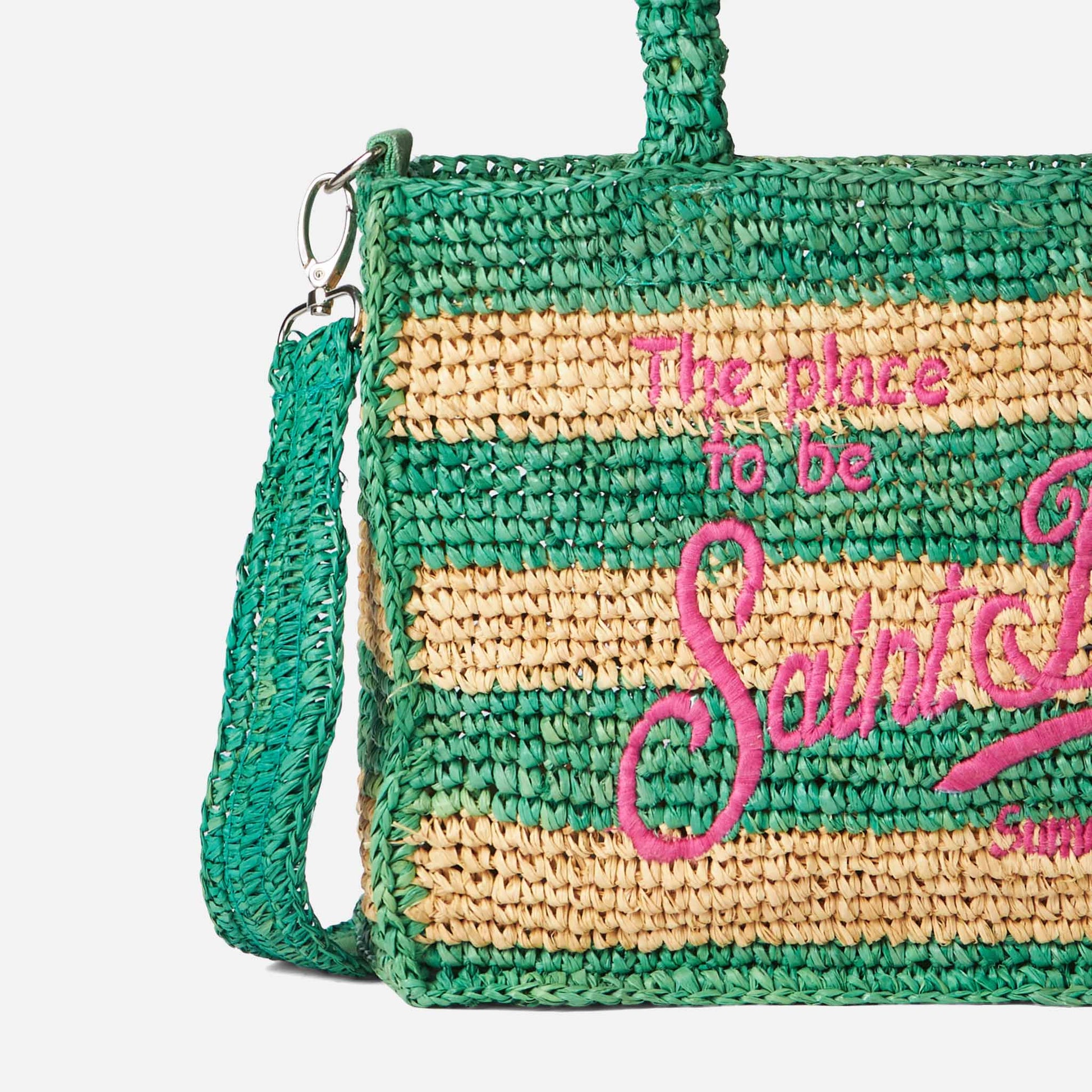 Colette raffia handbag with white and green stripes - MC2 Saint Barth