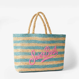 Raffia-Ferdie-Tasche mit Saint-Barth-Stickerei