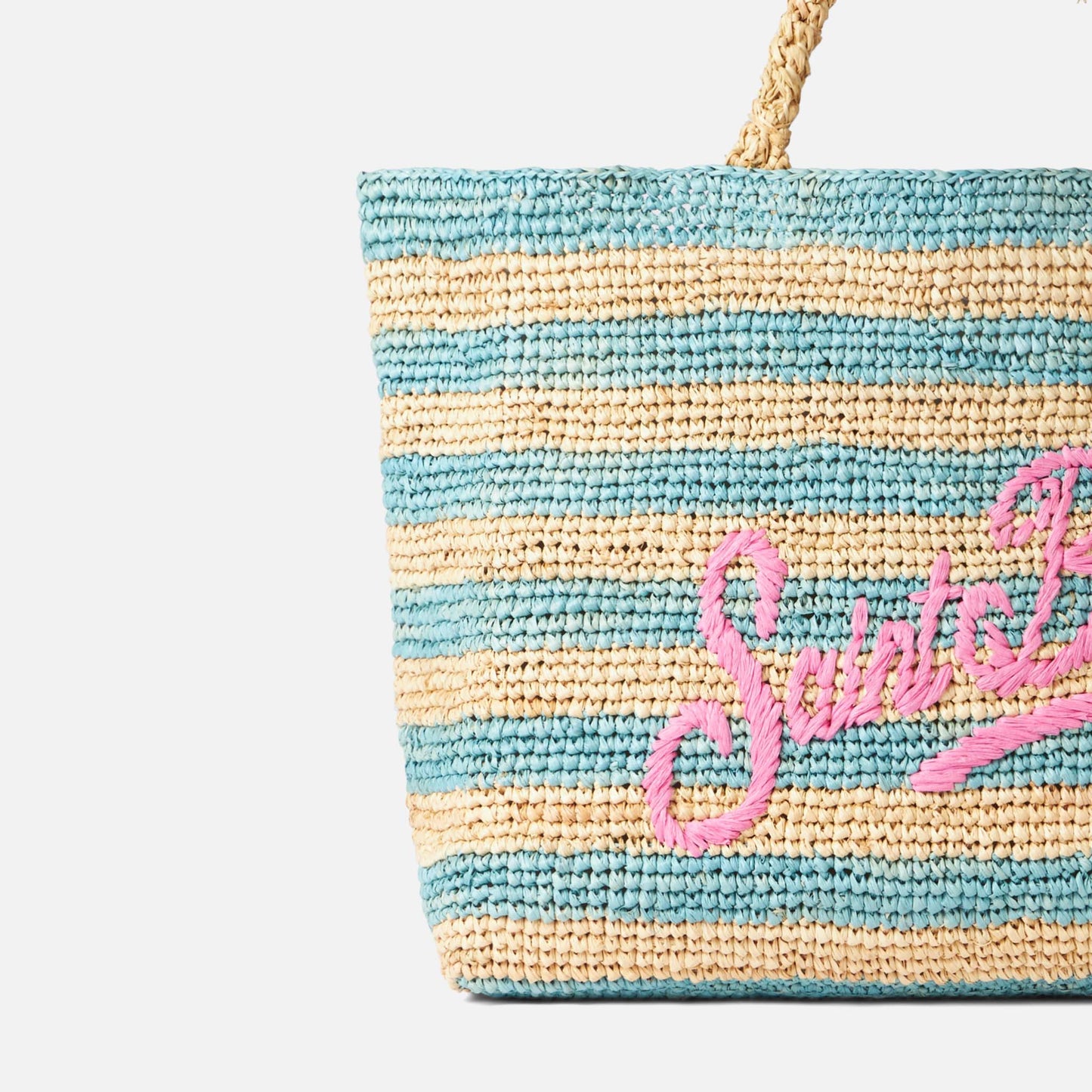 Raffia-Ferdie-Tasche mit Saint-Barth-Stickerei