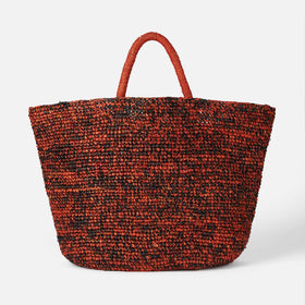 Raffia black and orange bag with front embroidery - MC2 Saint Barth