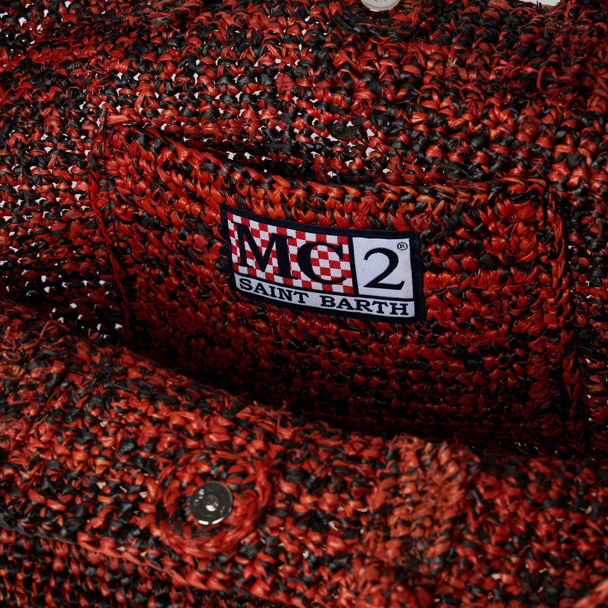 Raffia black and orange bag with front embroidery - MC2 Saint Barth