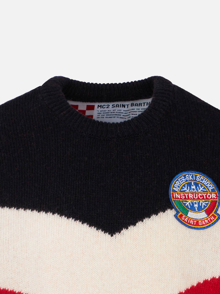Red and blue boy sweater with patch - MC2 Saint Barth