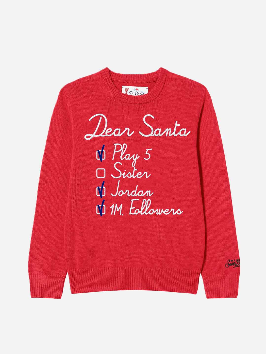 Maglione da bambino con lettera di Babbo Natale ricamata