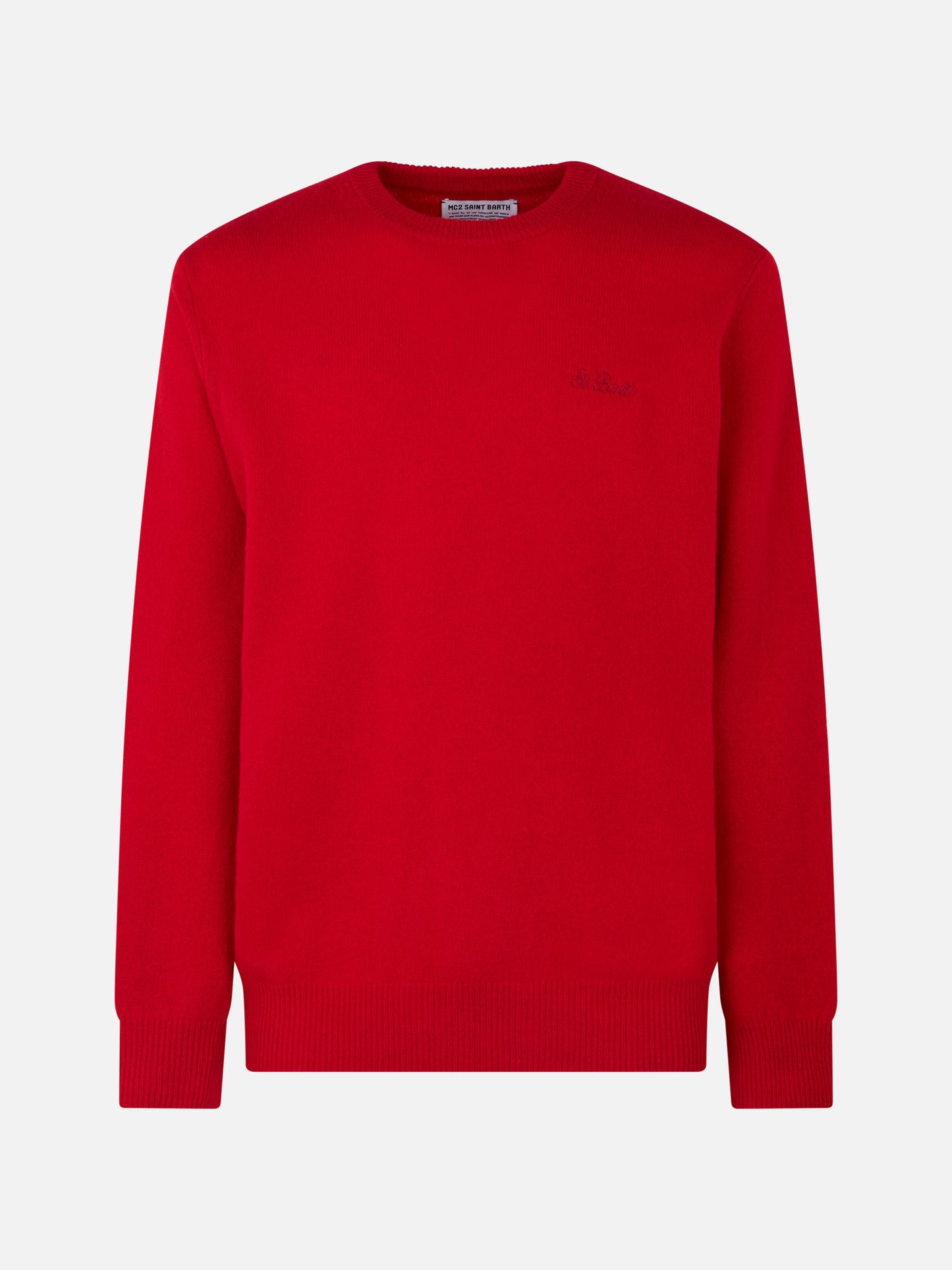 Man crewneck red sweater with St. Barth embroidery - MC2 Saint Barth