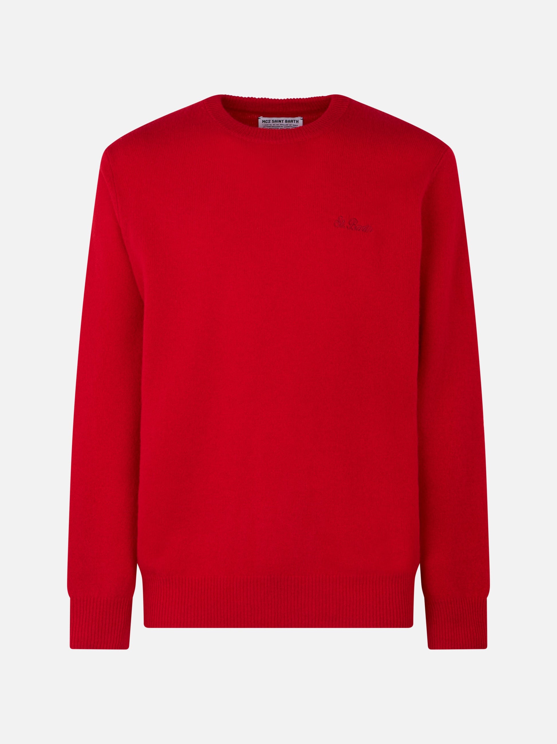 Man crewneck red sweater with St. Barth embroidery - MC2 Saint Barth