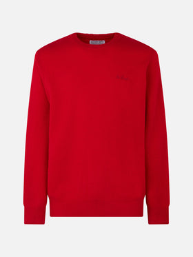 Man crewneck red sweater with St. Barth embroidery - MC2 Saint Barth