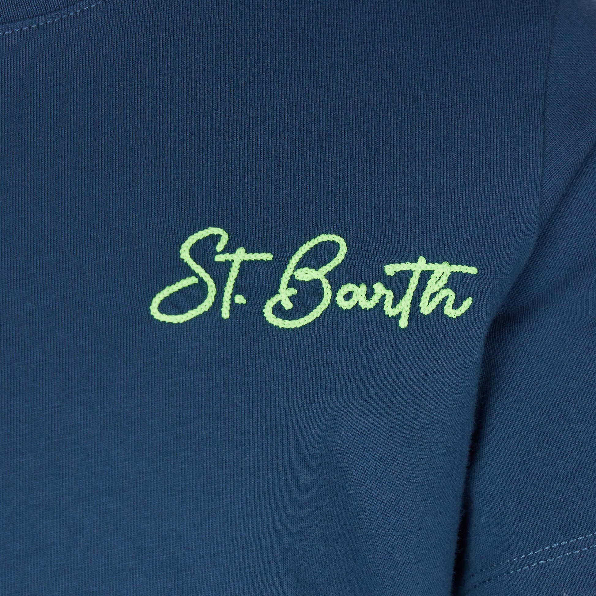 Boy blue cotton t-shirt with St. Barth beach print - MC2 Saint Barth