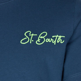 Boy blue cotton t-shirt with St. Barth beach print - MC2 Saint Barth