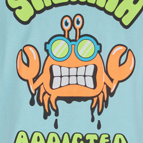 Boy water green cotton t-shirt with St. Barth addicted print - MC2 Saint Barth