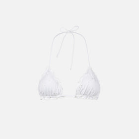 Woman white sangallo triangle top swimsuit
