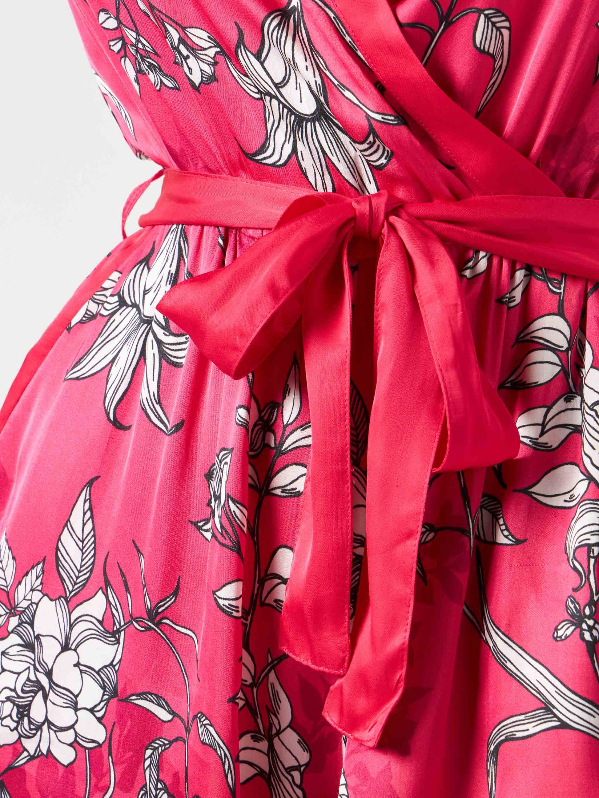 Red short jumpsuit with white flower print - MC2 Saint Barth