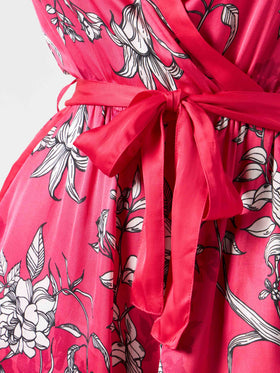 Red short jumpsuit with white flower print - MC2 Saint Barth