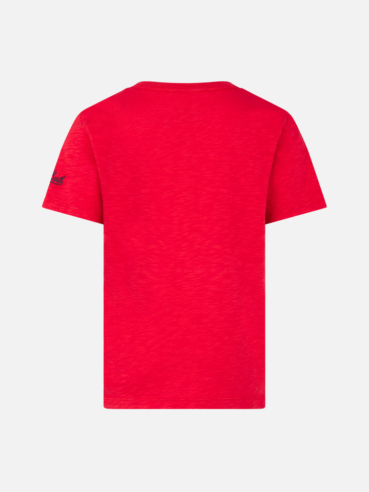 red boy's t-shirt shark rider St Barth print - MC2 Saint Barth