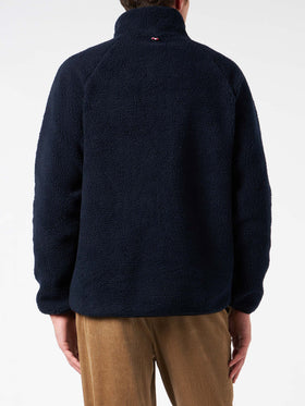 Man blue sherpa jacket with check patch pockets - MC2 Saint Barth