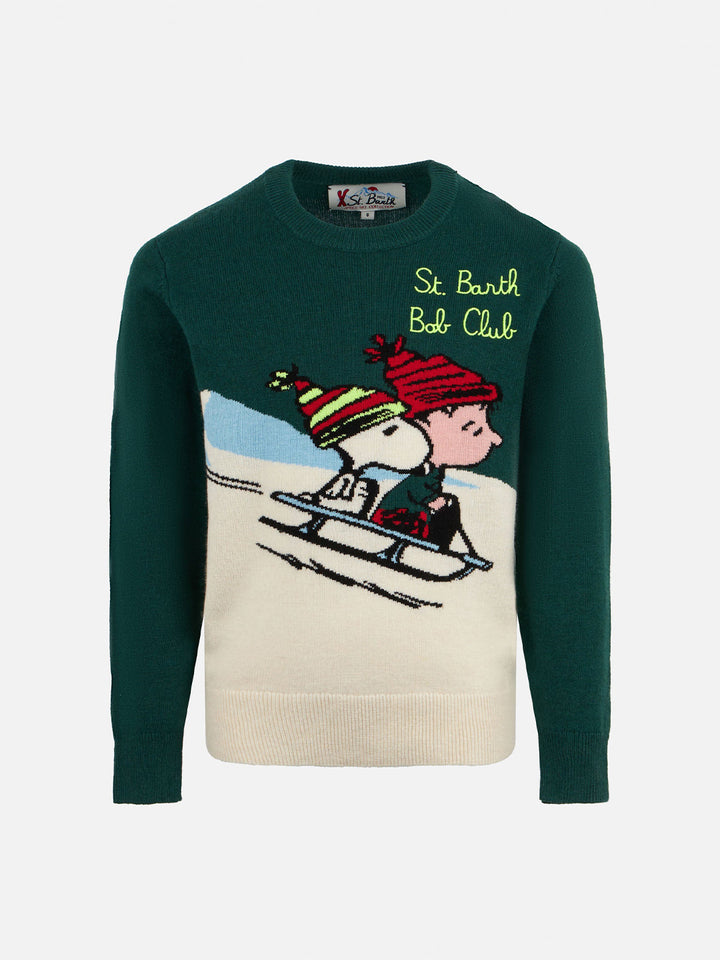 Boy crewneck sweater with Snoopy print and St. Barth Bob Club embroidery| SNOOPY - PEANUTS™ SPECIAL EDITION - MC2 Saint Barth