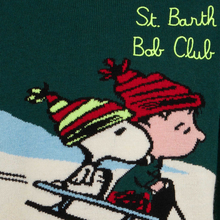 Boy crewneck sweater with Snoopy print and St. Barth Bob Club embroidery| SNOOPY - PEANUTS™ SPECIAL EDITION - MC2 Saint Barth