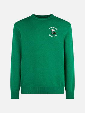 Man crewneck sweater with Snoopy tennis jacquard | SNOOPY - ©PEANUTS SPECIAL EDITION - MC2 Saint Barth