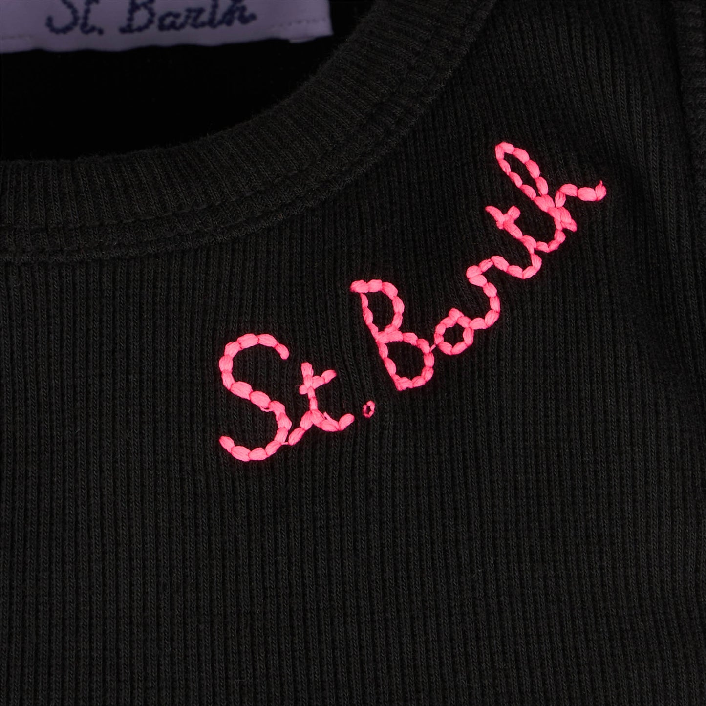 Crop-Tanktop aus Baumwolle mit St. Barth-Stickerei