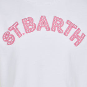 Girl t-shirt with St. Barth patch pink logo - MC2 Saint Barth