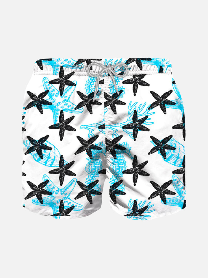 Boy swim shorts with flocked starfish print - MC2 Saint Barth