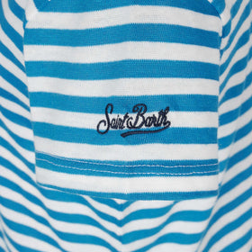 Girl striped t-shirt with Bonjour St. Barth embroidery - MC2 Saint Barth