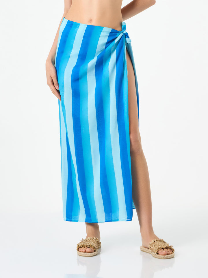 Cotton pareo skirt with striped print - MC2 Saint Barth