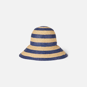 Woman straw bucket with front embroidery and stripes - MC2 Saint Barth