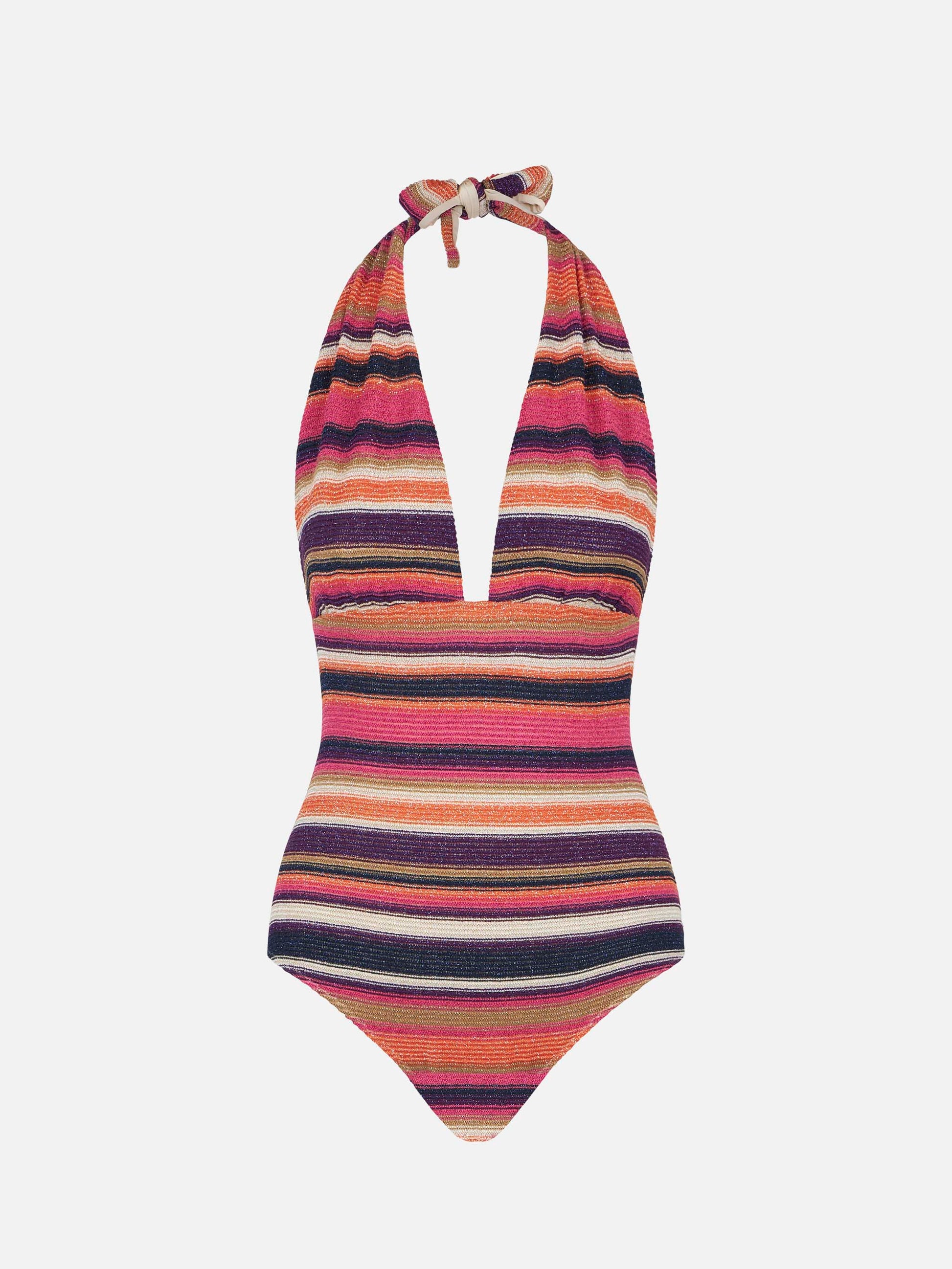 Multicolor striped violet knitted pattern one piece - MC2 Saint Barth