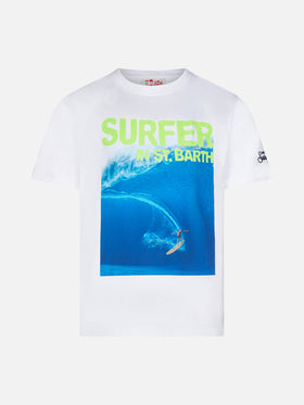 Boy cotton t-shirt with Surfer in St. Barth print - MC2 Saint Barth