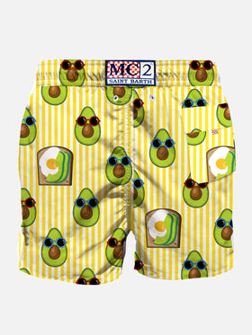 Mid-length swim shorts avocado toast striped print - MC2 Saint Barth