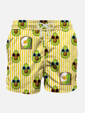 Mid-length swim shorts avocado toast striped print - MC2 Saint Barth