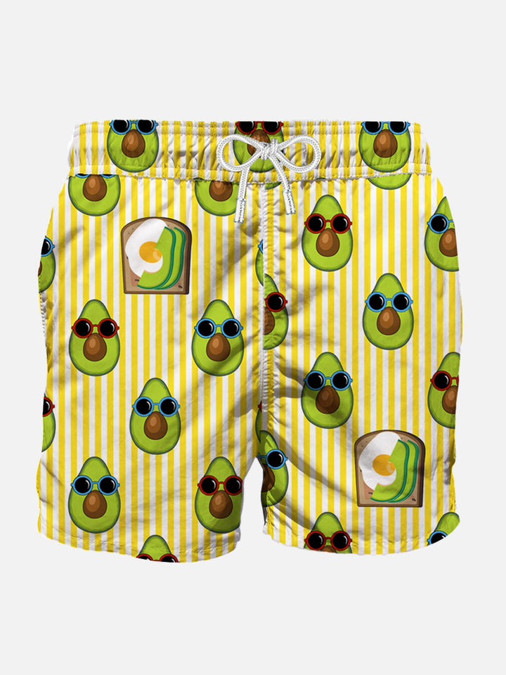 Mid-length swim shorts avocado toast striped print - MC2 Saint Barth