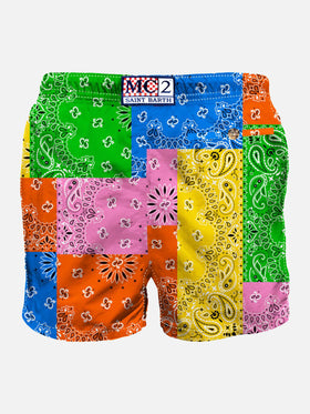 Man swim shorts with multicolor bandanna print - MC2 Saint Barth