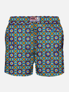 Man light fabric swim shorts with pattern - MC2 Saint Barth