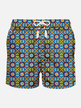 Man light fabric swim shorts with pattern - MC2 Saint Barth