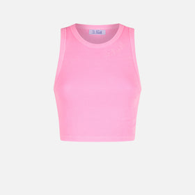 Cotton crop tank top with St. Barth embroidery - MC2 Saint Barth