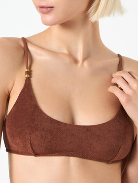 Woman brown terry bralette swimsuit with charms - MC2 Saint Barth