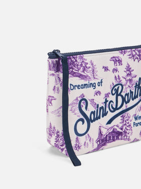 Aline wooly pochette with winter toile de jouy print