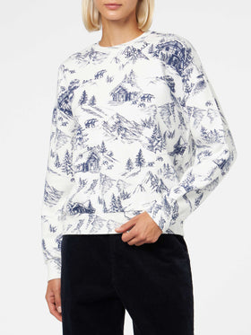 Woman fleece sweatshirt with toile de jouy print - MC2 Saint Barth