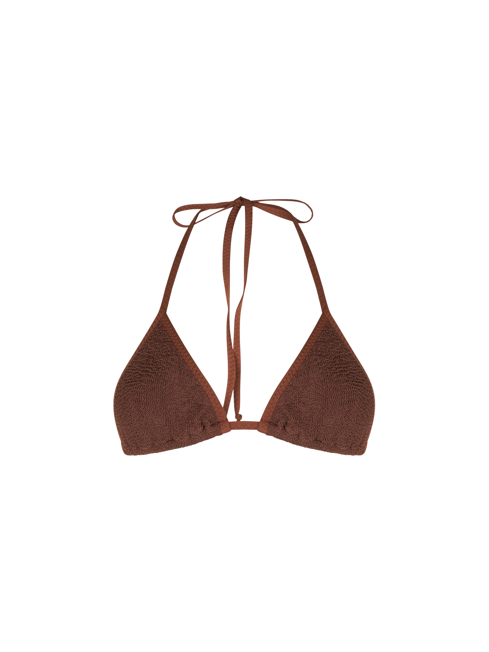 Woman brown crinkle triangle top swimsuit - MC2 Saint Barth