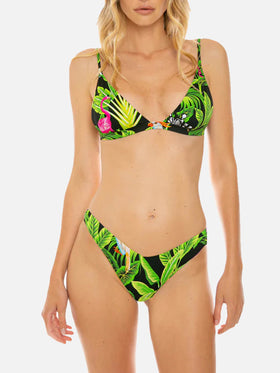 Tropical leaves print bikini with triangle top - MC2 Saint Barth