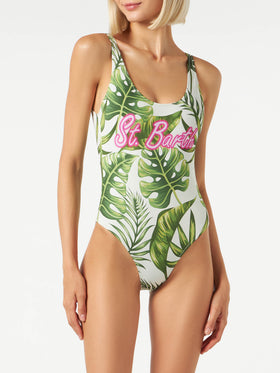 Woman one piece swimsuit with tropical print - MC2 Saint Barth